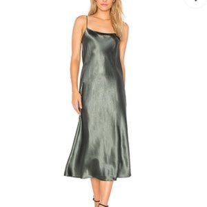 Vince Silk Emerald Midi Slip Dress